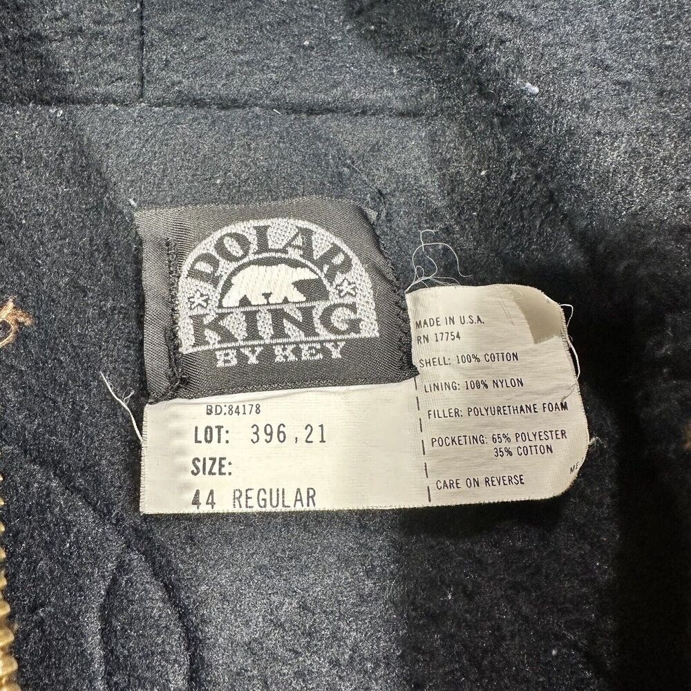 Vintage Polar King by Key Canvas Jacket Mens Large 44 Regular Khaki Hooded USA - Picture 3 of 8